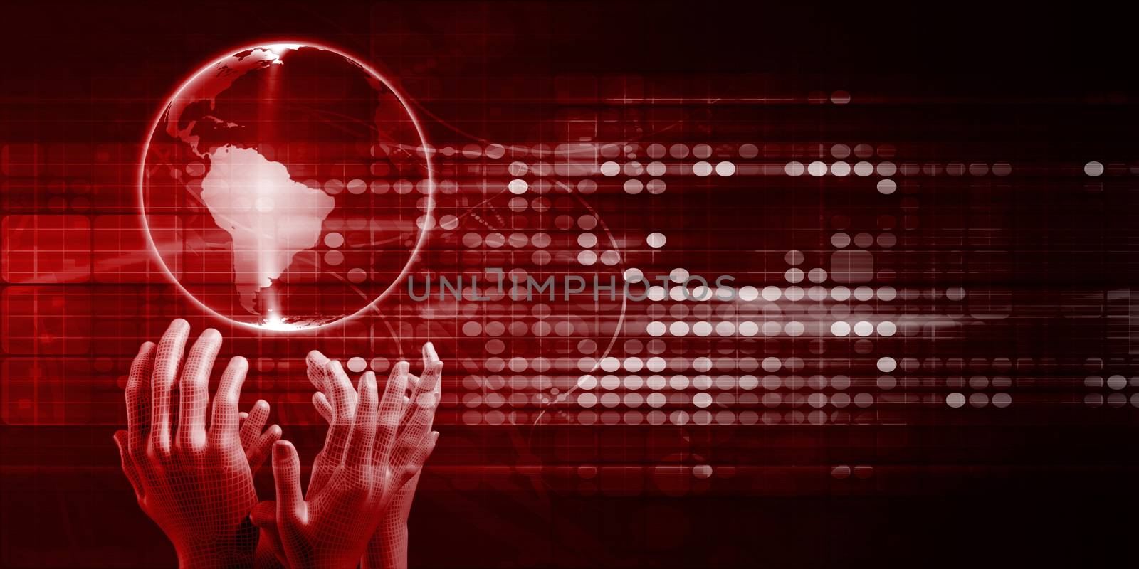 Global Distribution System with Hands Reaching for Globe