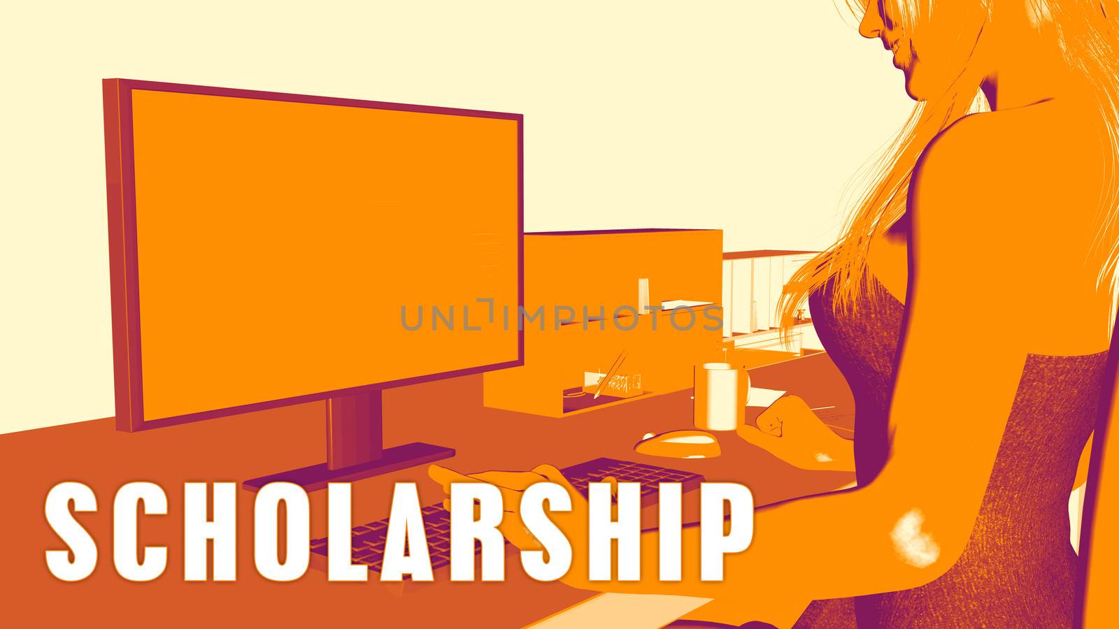  Scholarship Concept Course with Woman Looking at Computer
