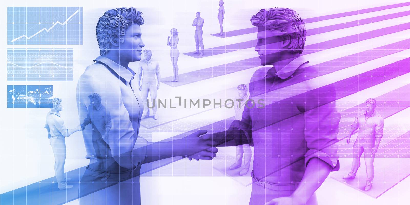Business Handshake on Digital Technology Background Art