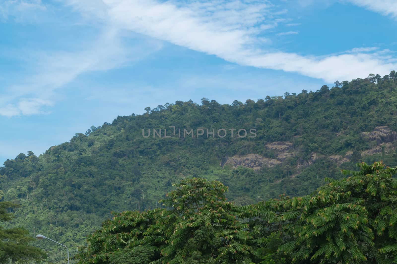 Sky with mountains at Nakornnayok province in Thailand.