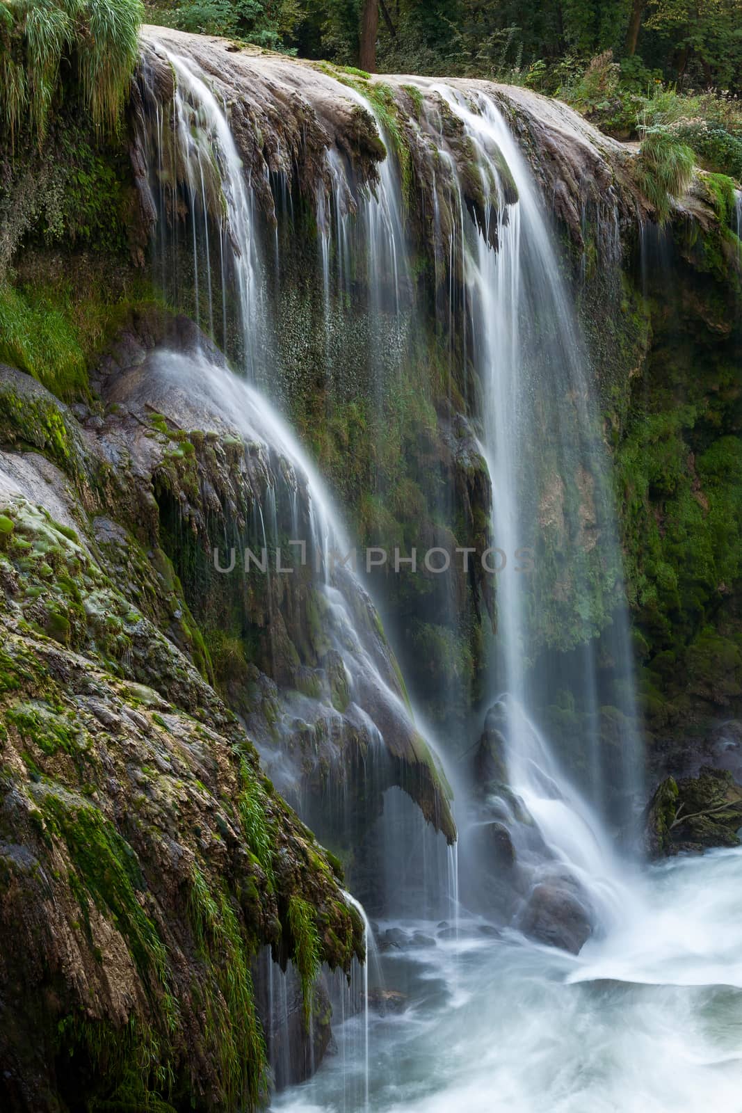 Detail of Marmore waterfall in Umbria, Italy