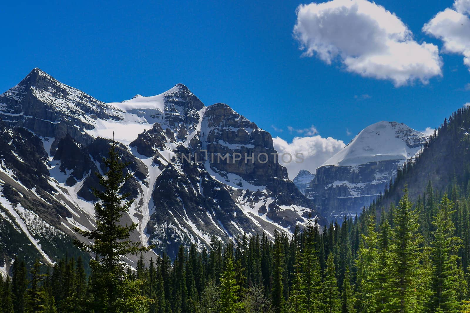 The peaks of the mountains around Lake Louise by chrisukphoto