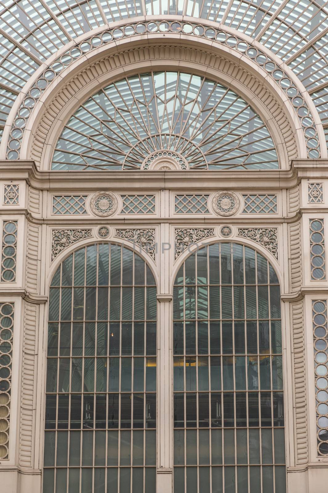 Glass and Steel canopy structure in the West End of London near Covent Garden