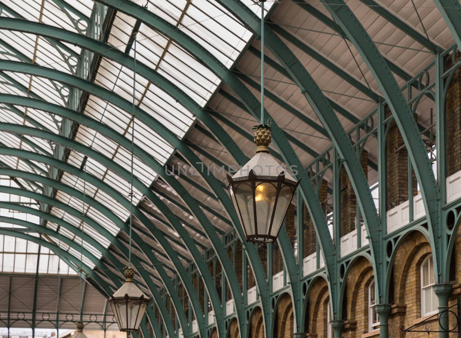The roof and canopy of Covent Garden Market in the West End of London