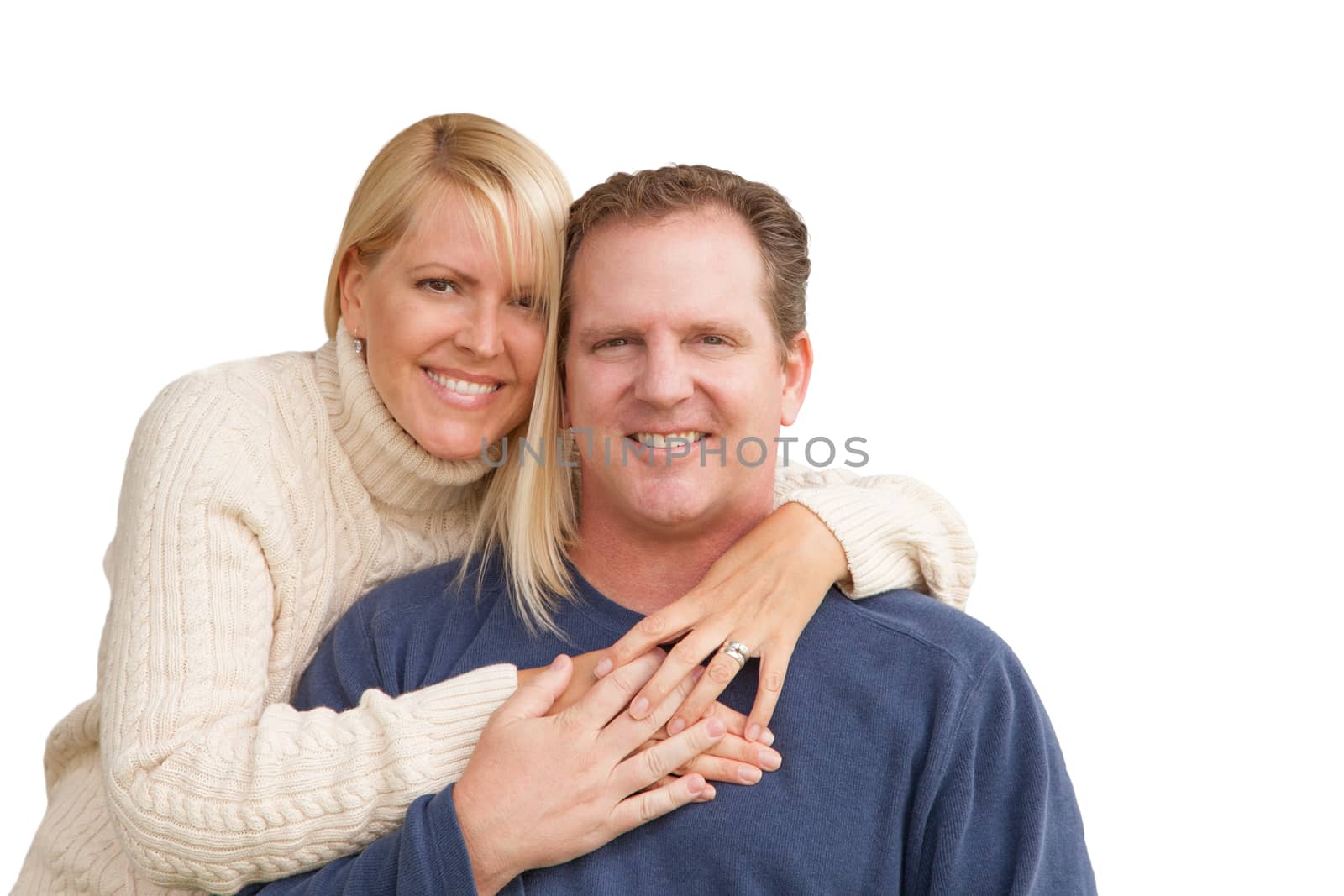 Happy Attractive Caucasian Couple on White by Feverpitched