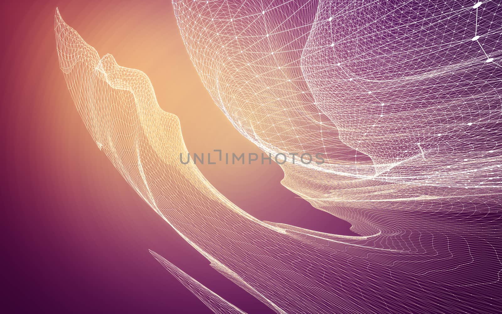 Abstract polygonal space low poly dark background with connecting dots and lines. Connection structure. 3d rendering