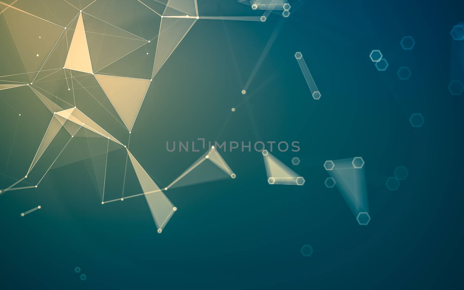 Abstract polygonal space low poly dark background with connecting dots and lines. Connection structure. 3d rendering