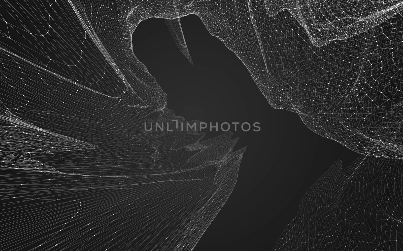 Abstract polygonal space low poly dark background with connecting dots and lines. Connection structure. 3d rendering