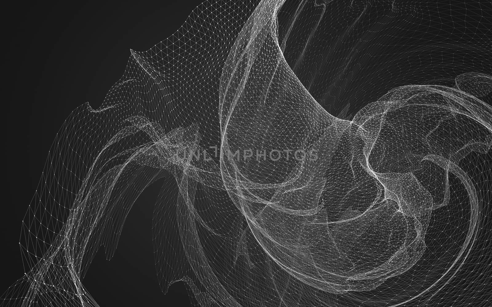 Abstract polygonal space low poly dark background with connecting dots and lines. Connection structure. 3d rendering