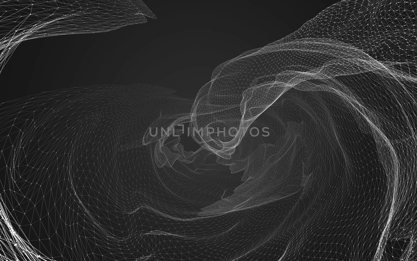 Abstract polygonal space low poly dark background with connecting dots and lines. Connection structure. 3d rendering