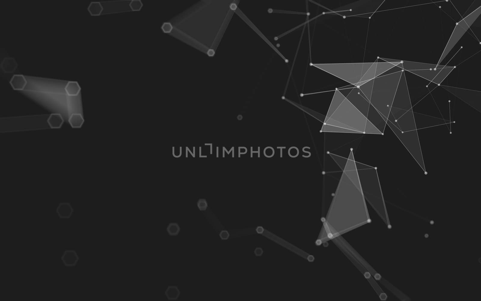 Abstract polygonal space low poly dark background with connecting dots and lines. Connection structure. 3d rendering