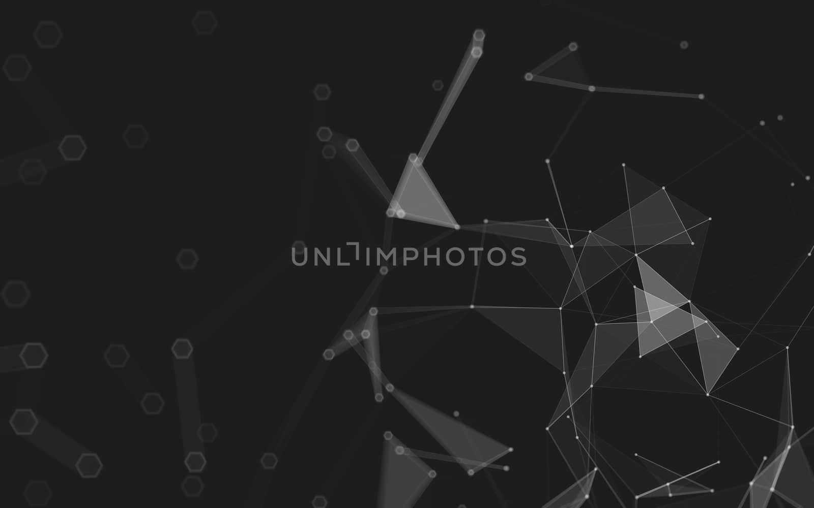 Abstract polygonal space low poly dark background with connecting dots and lines. Connection structure. 3d rendering