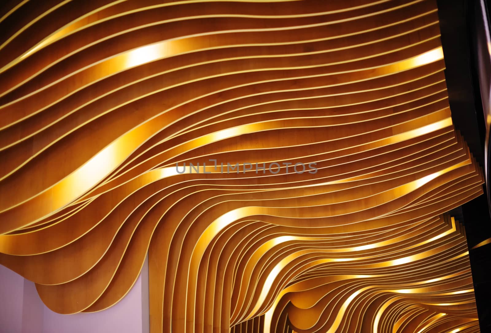 metallic gold plated abstract ceiling texture and background