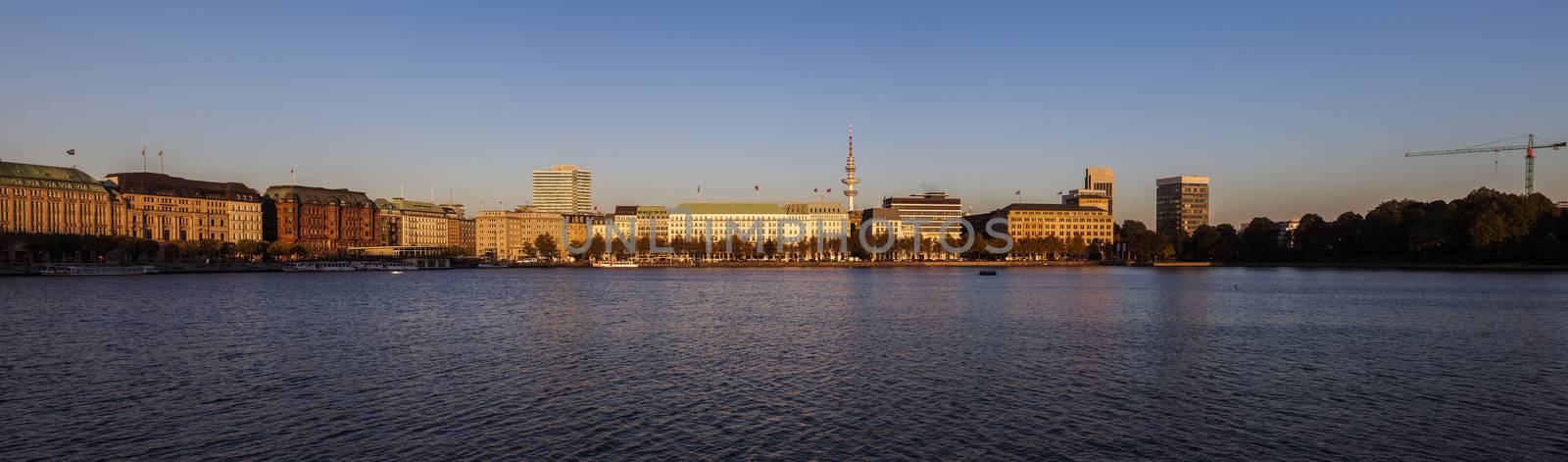 Architecutre by Binnenalster in Hamburg. Hamburg, Germany.