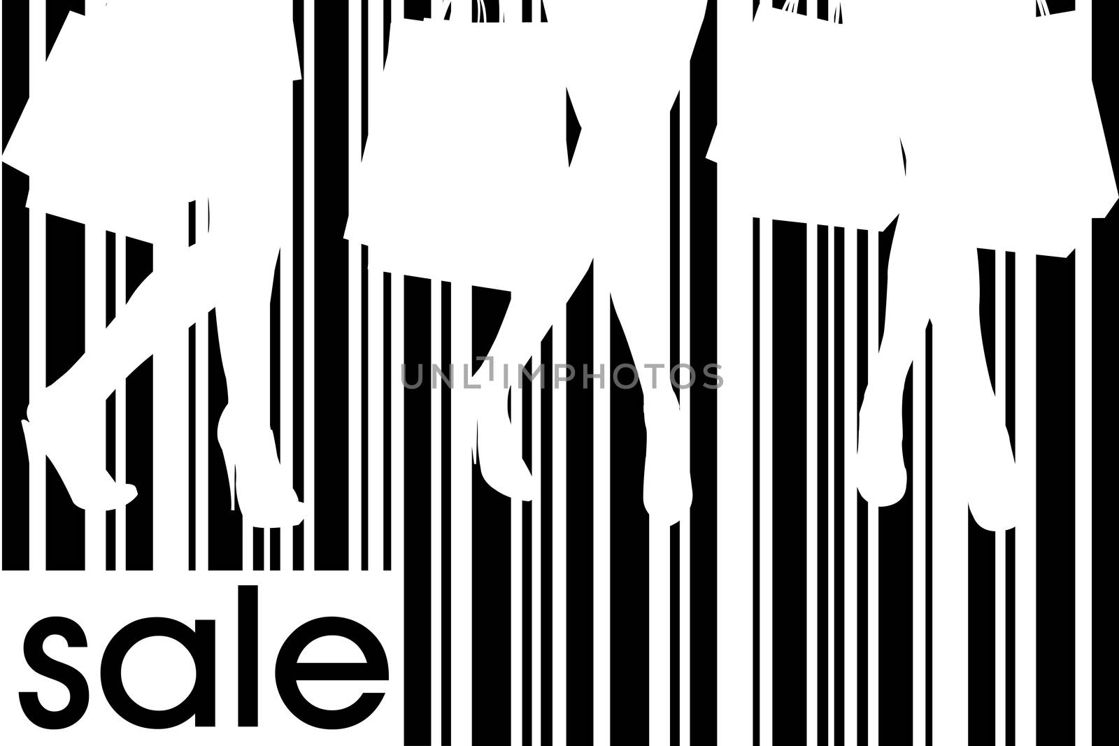 Women with shopping bags against a bar code background