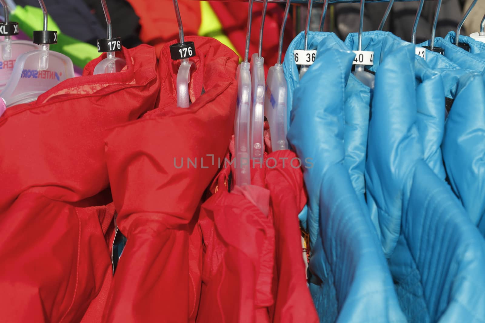 Winter Jackets on clothes hangers