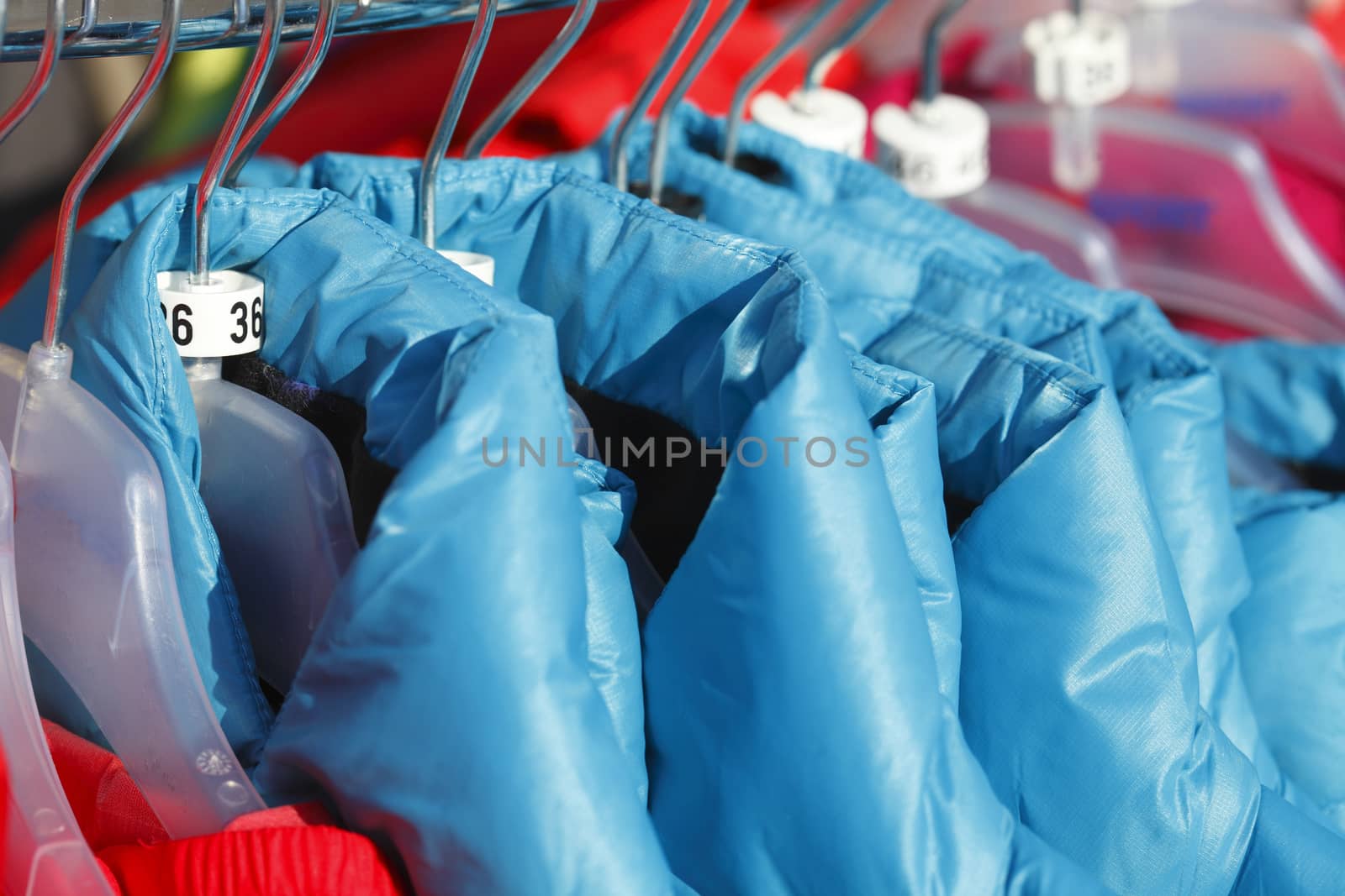 Winter Jackets on clothes hangers