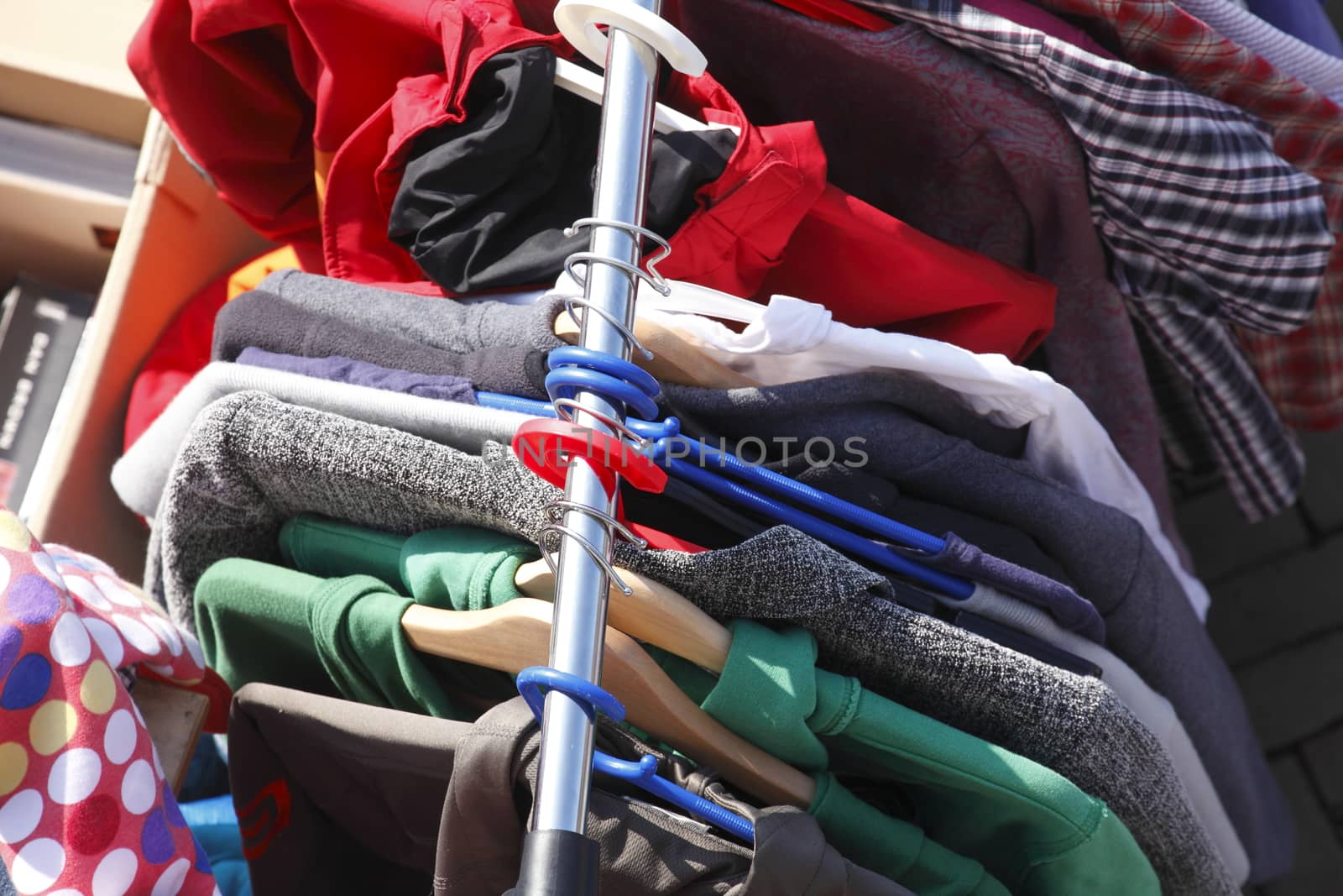 Textiles on a flea market stall