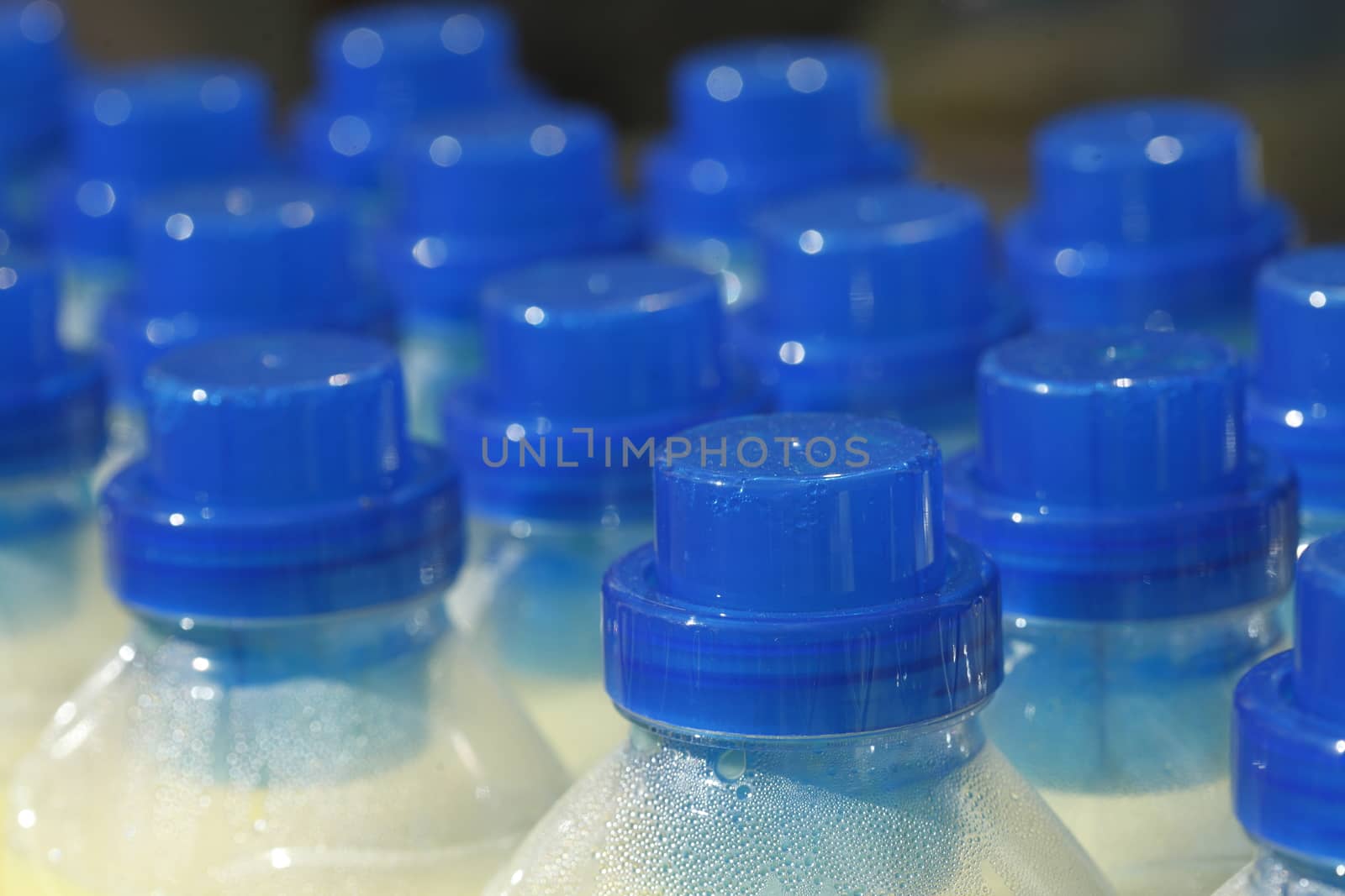 Plastic Bottles with blue covers