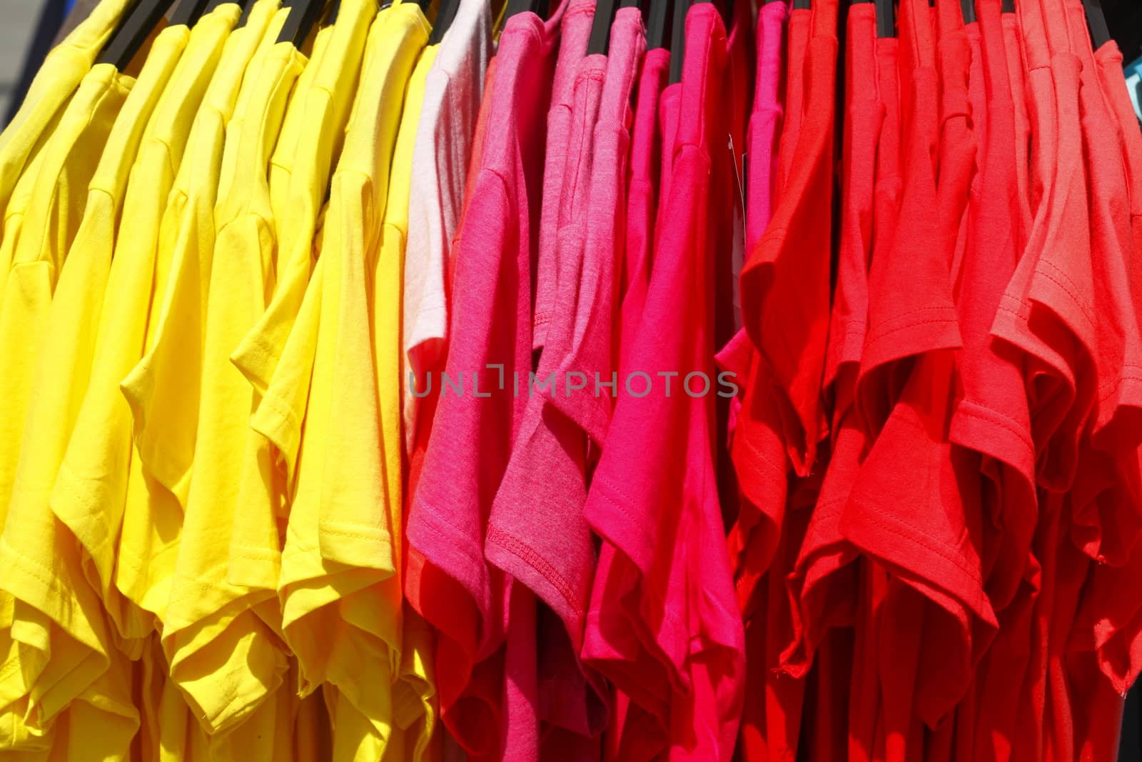 T-shirts on a clothes rail