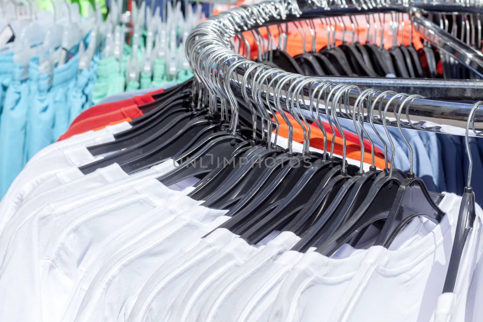 T-shirts on a clothes rail