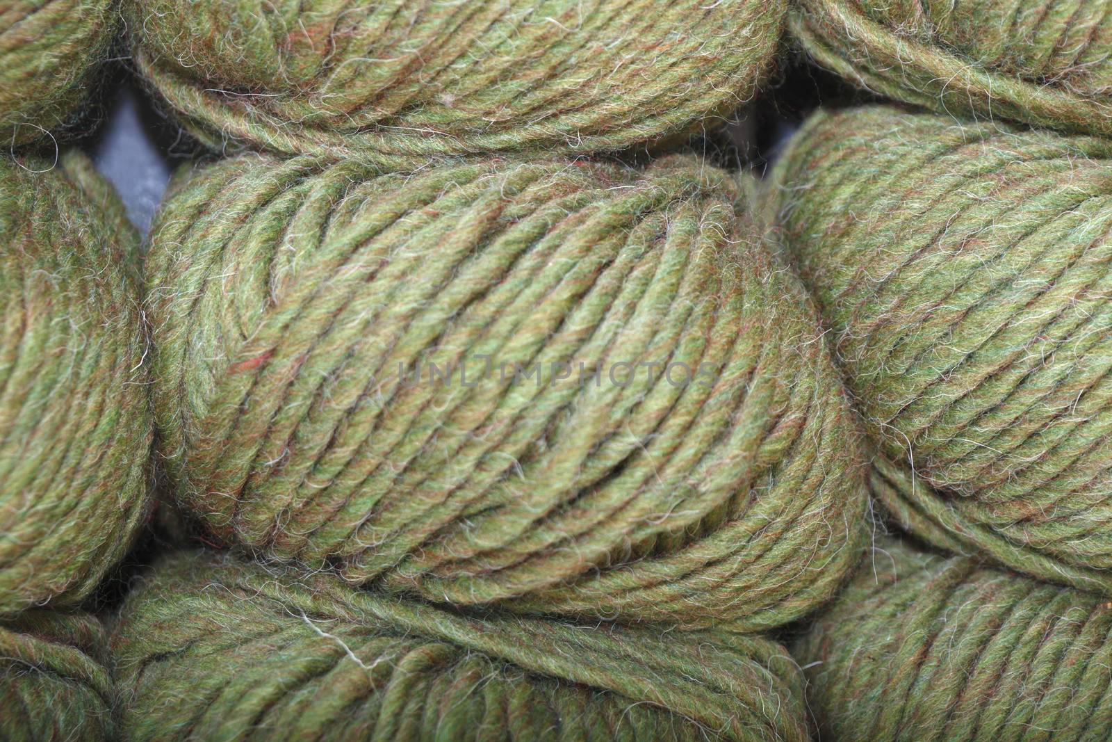 Green wool balls for knitting