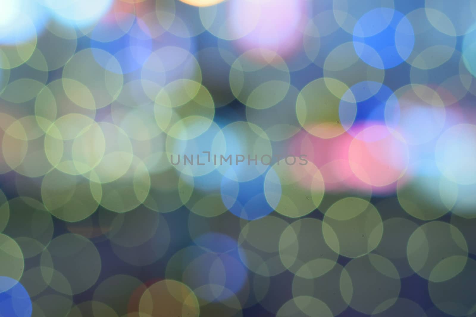 Abstract colorful blue led illumination lights bokeh in horizontal frame