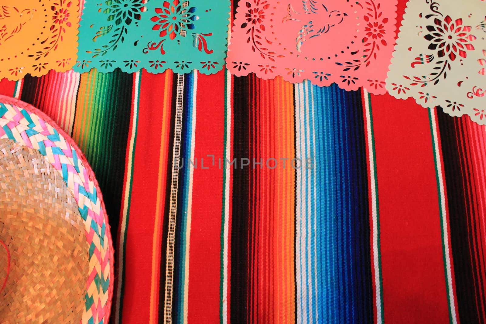 Mexico poncho sombrero skull background fiesta cinco de mayo decoration bunting flags