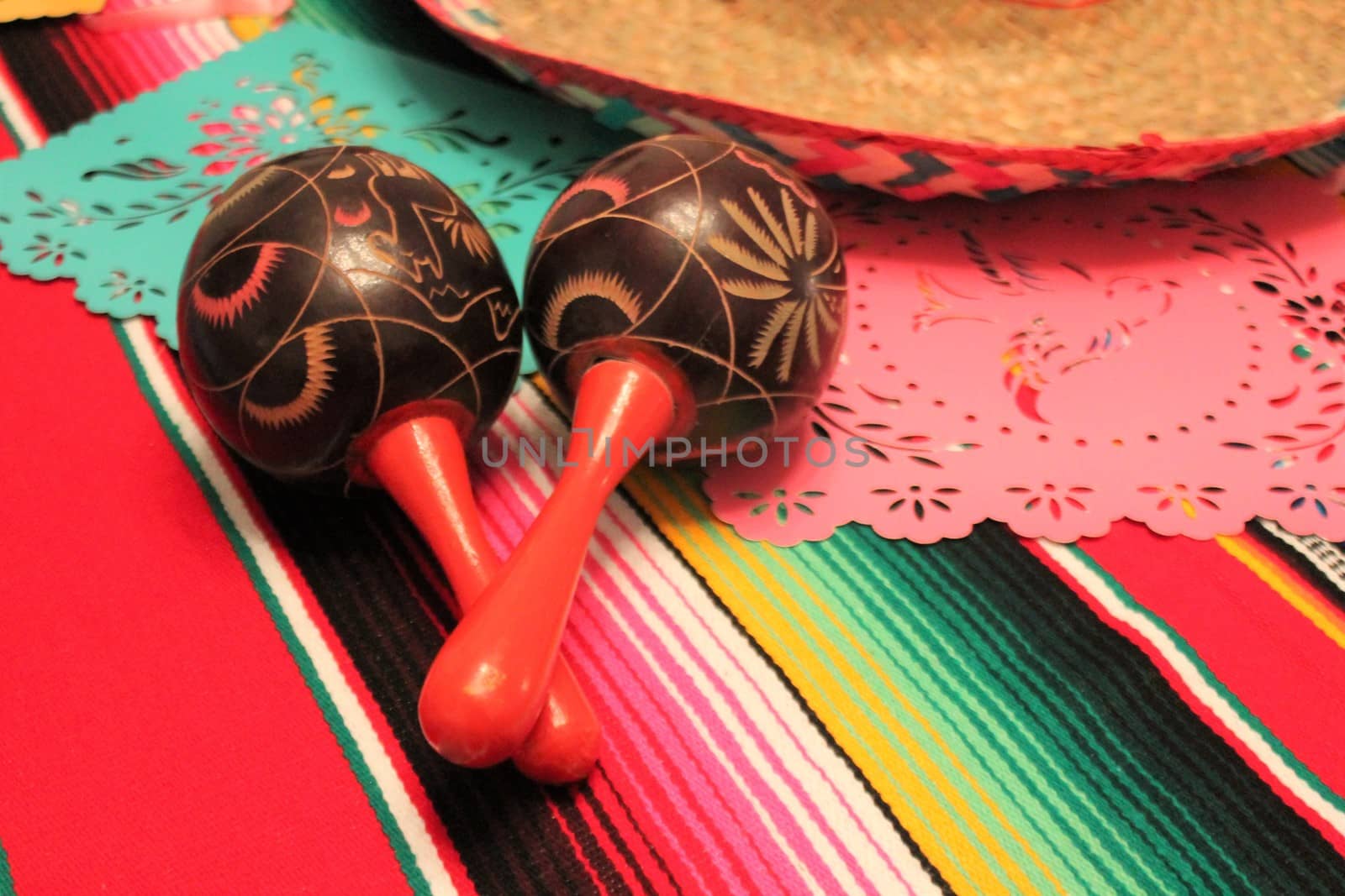 Mexico poncho sombrero maracas background fiesta cinco de mayo decoration bunting  by cheekylorns