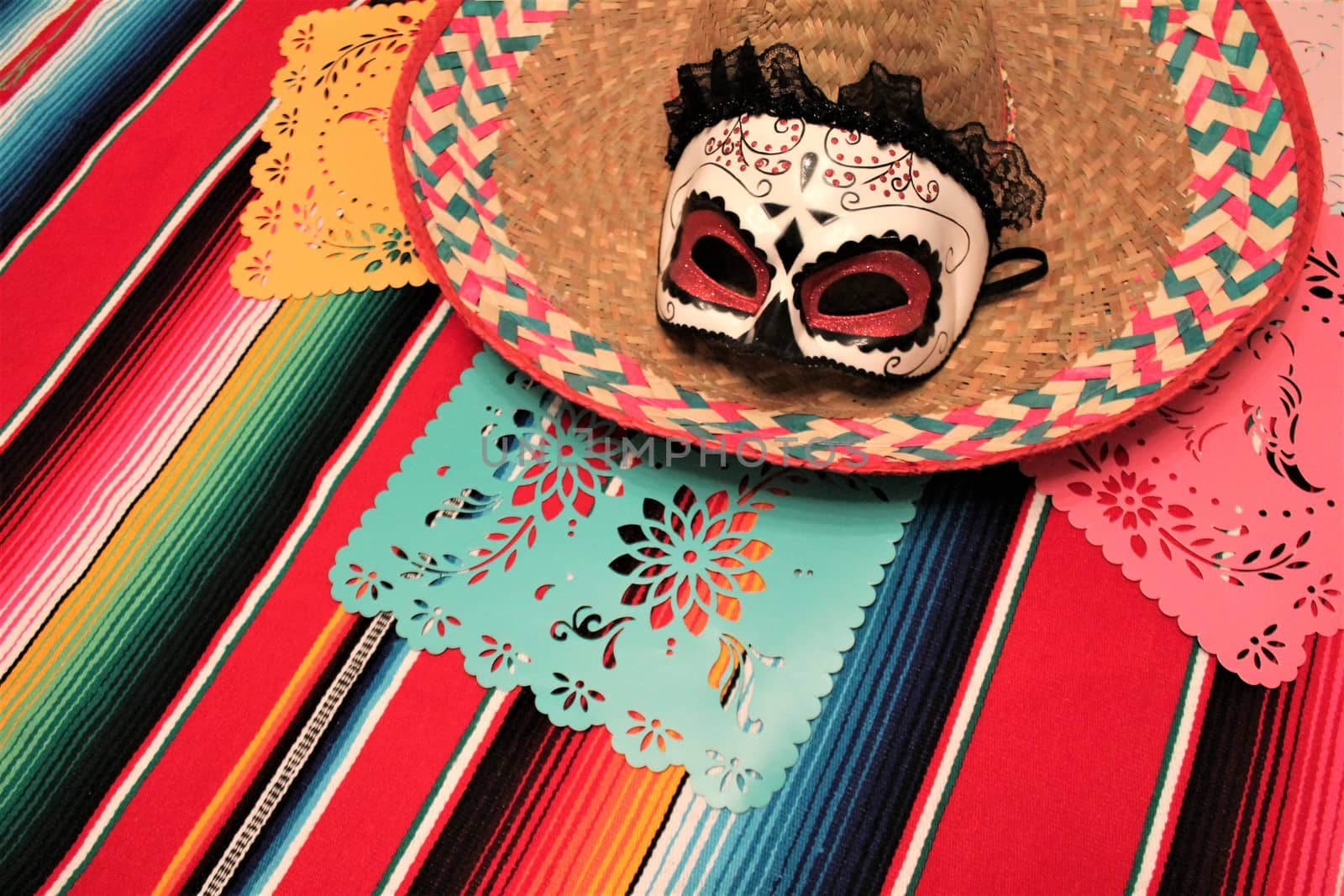 Mexico poncho sombrero skull background fiesta cinco de mayo  by cheekylorns