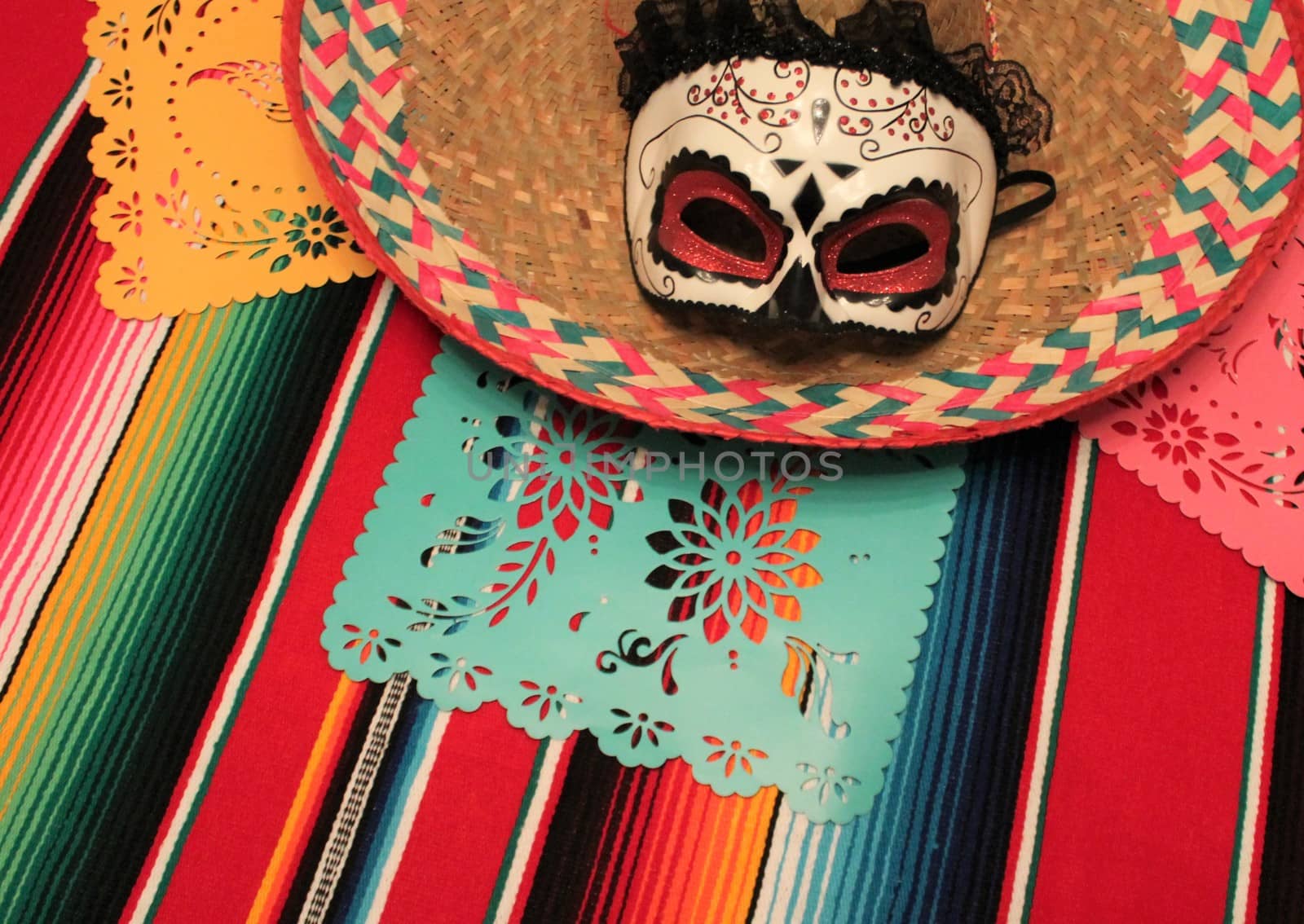 Mexican poncho sombrero skull background fiesta cinco de mayo by cheekylorns