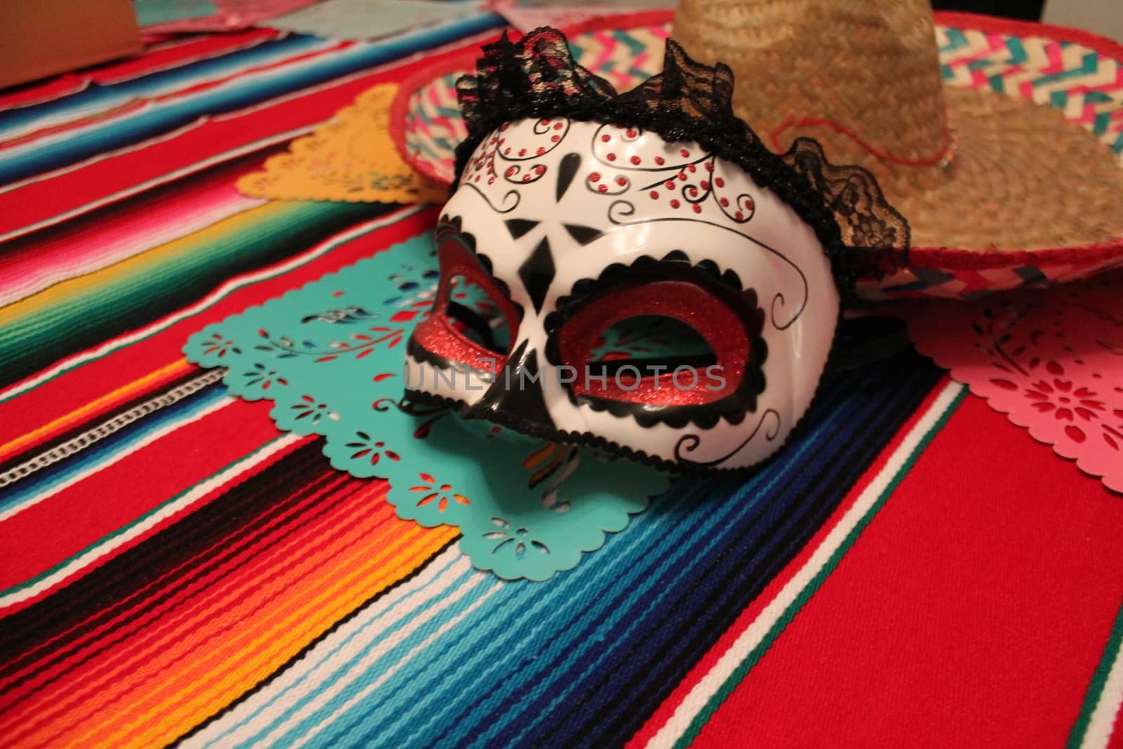 Mexico poncho sombrero skull background fiesta cinco de mayo  by cheekylorns