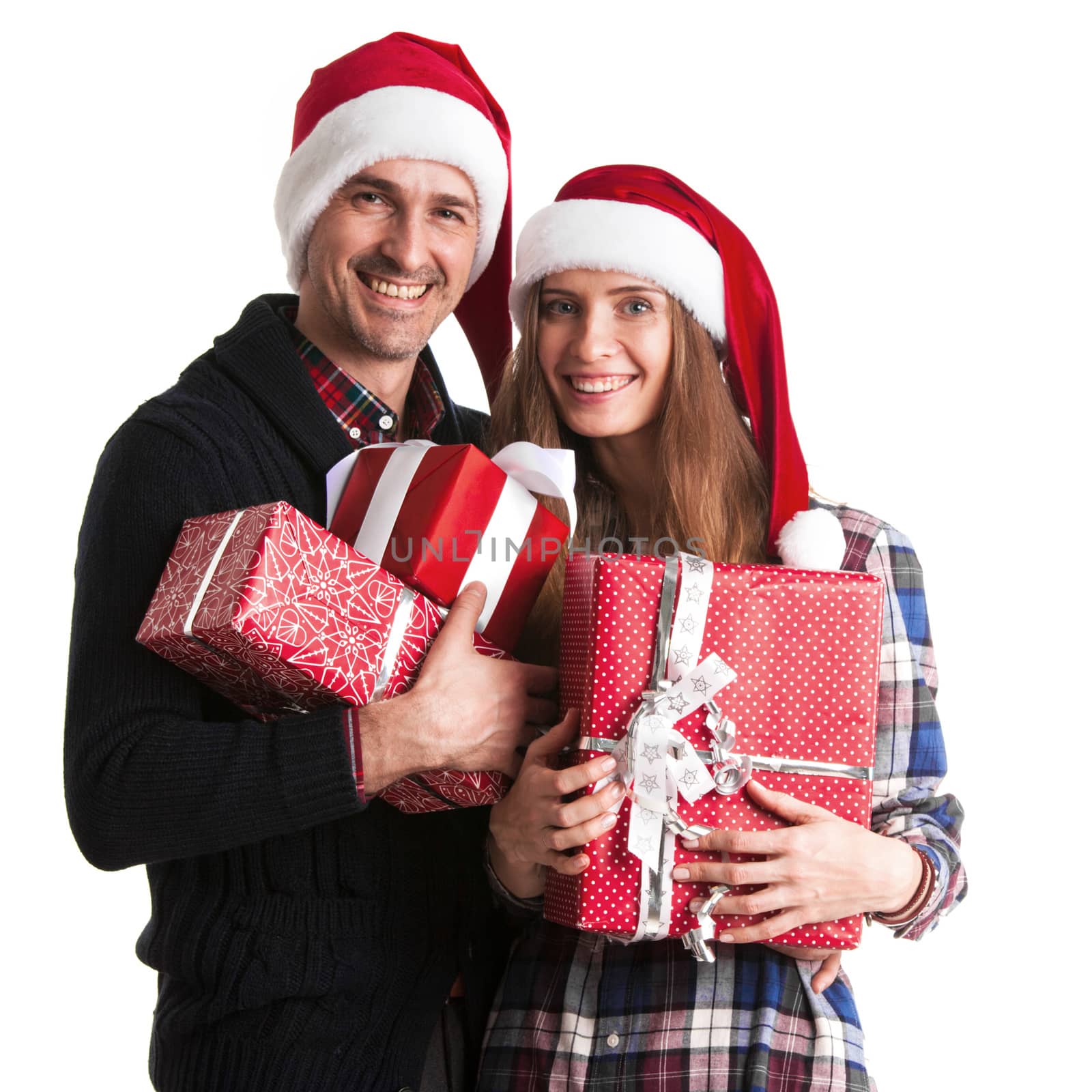 Couple with christmas gifts by ALotOfPeople