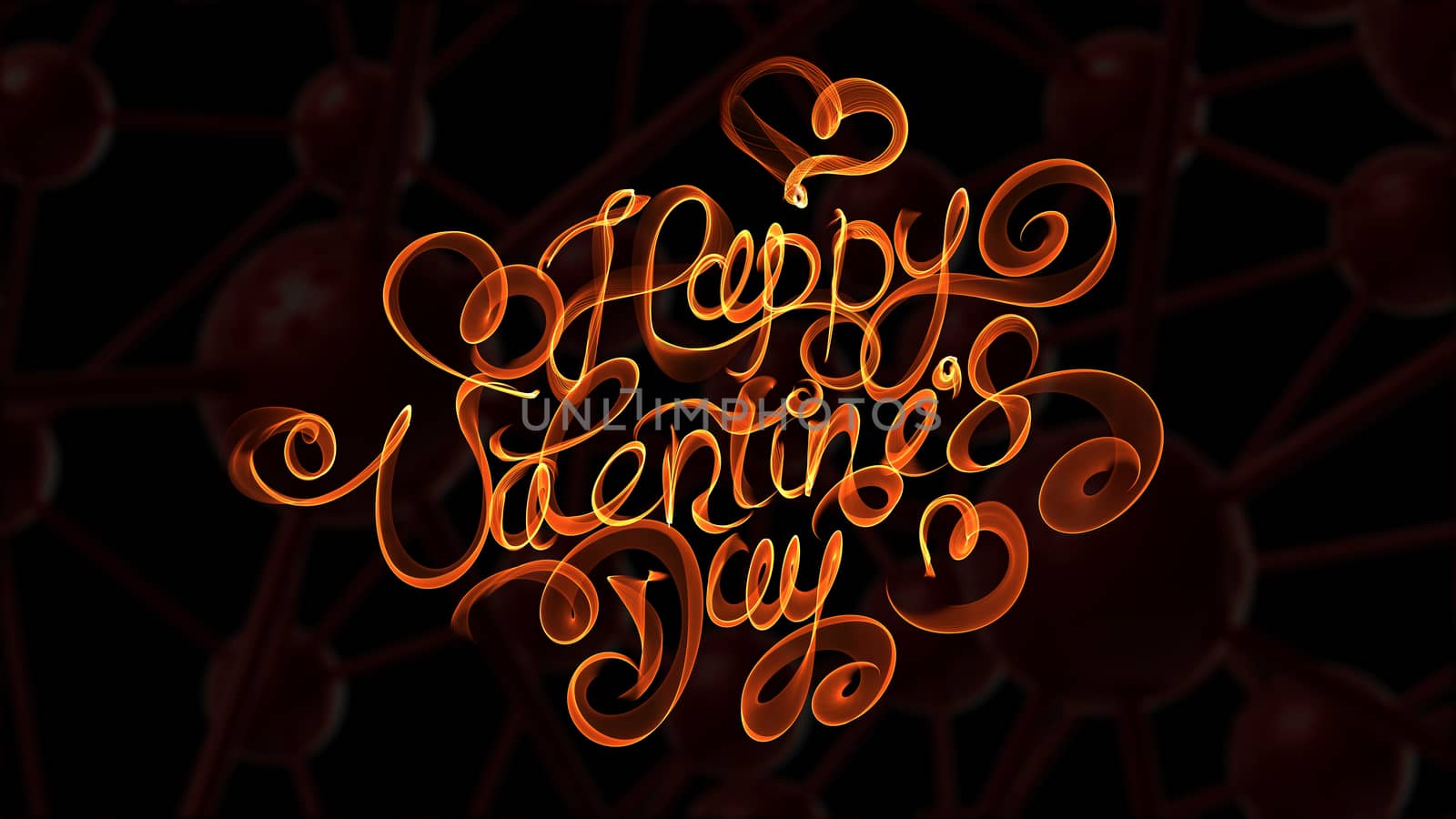 Happy Valentines day vintage lettering written by fire or orange smoke over black background by skrotov