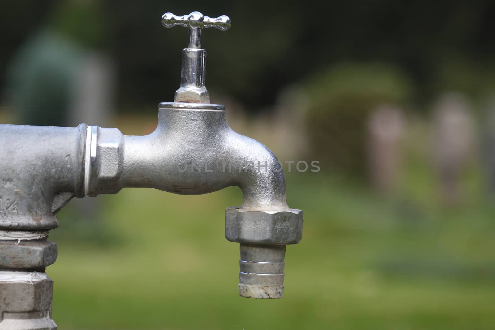 metal water tap in garden