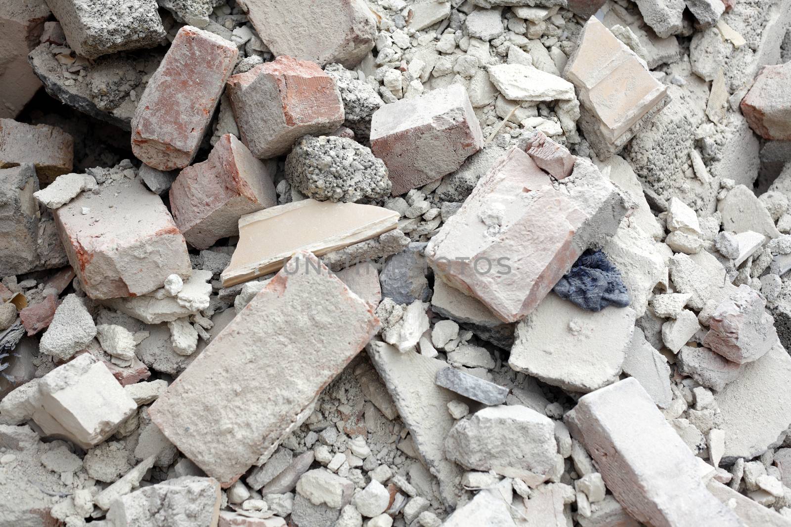 contruction bricks and rubble on a Construction Site