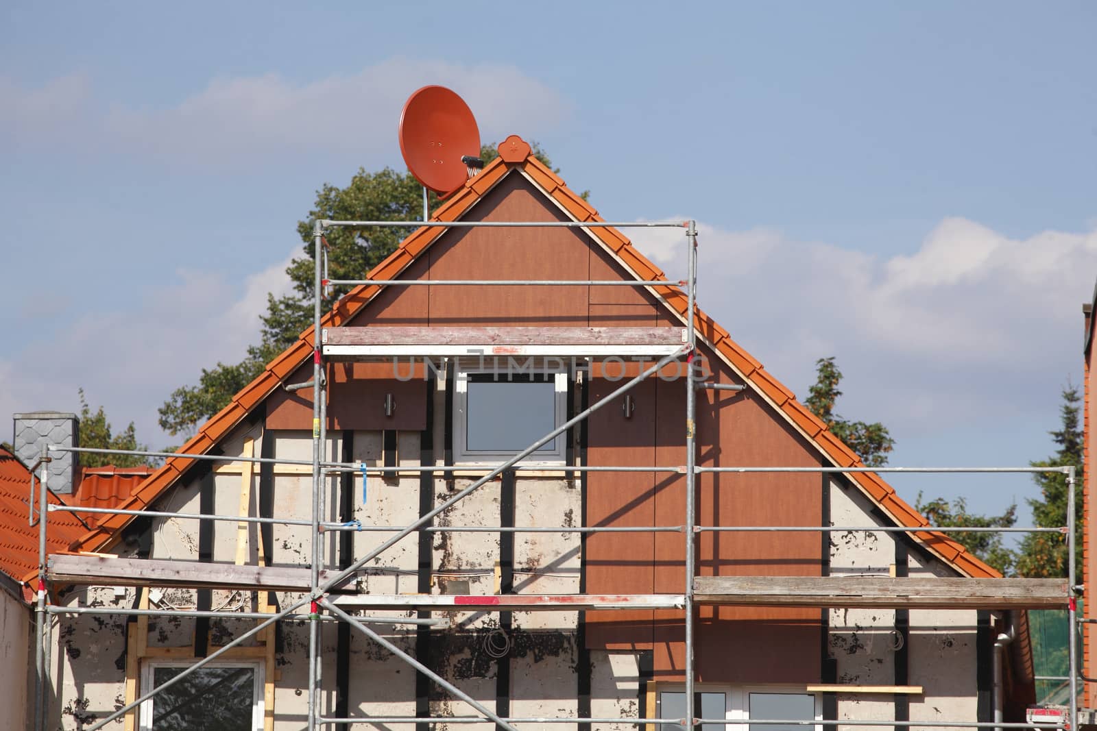 construction site on a new building house roof