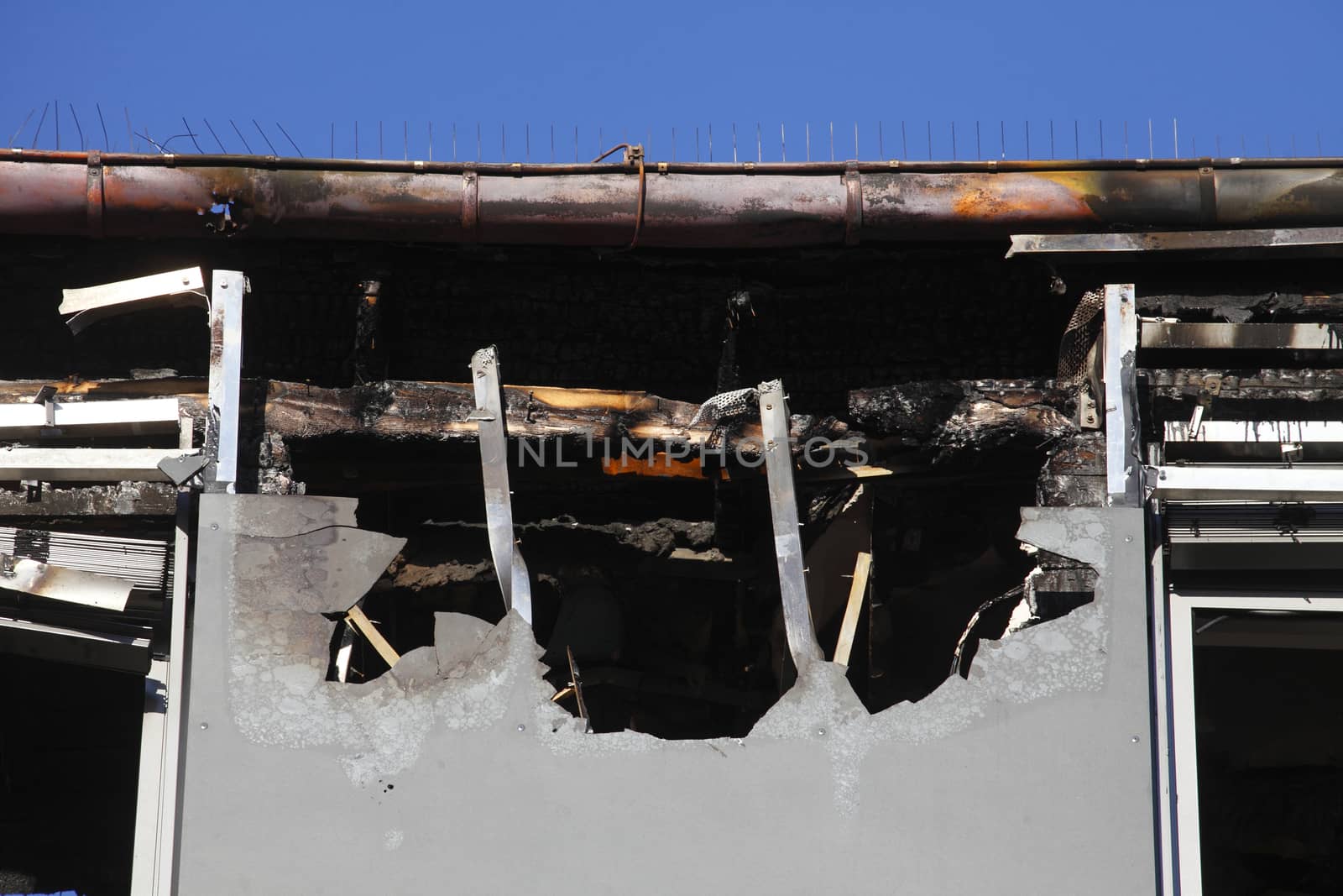 Fire dameged House, roof