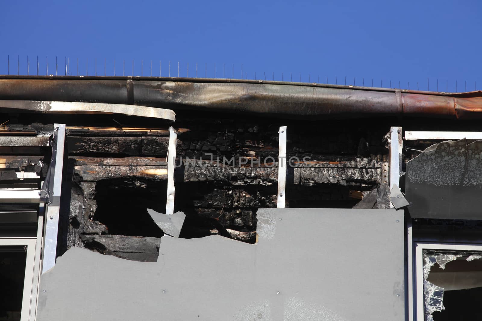 Fire dameged House, roof