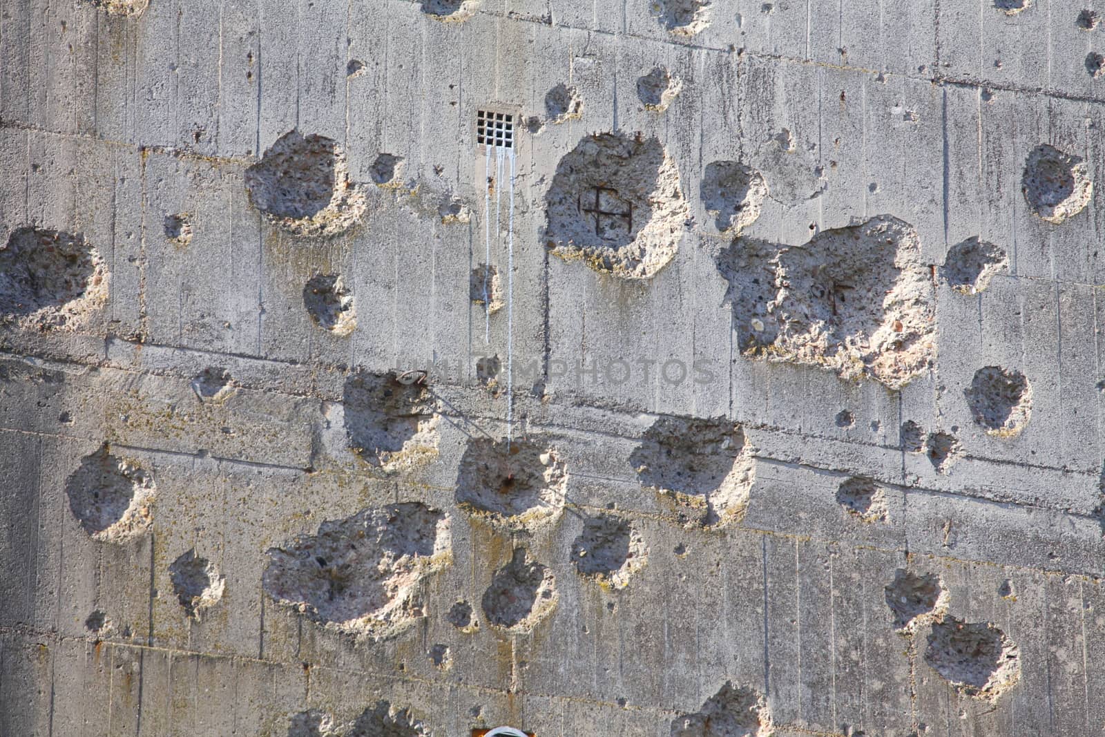 bullet holesin a bunker