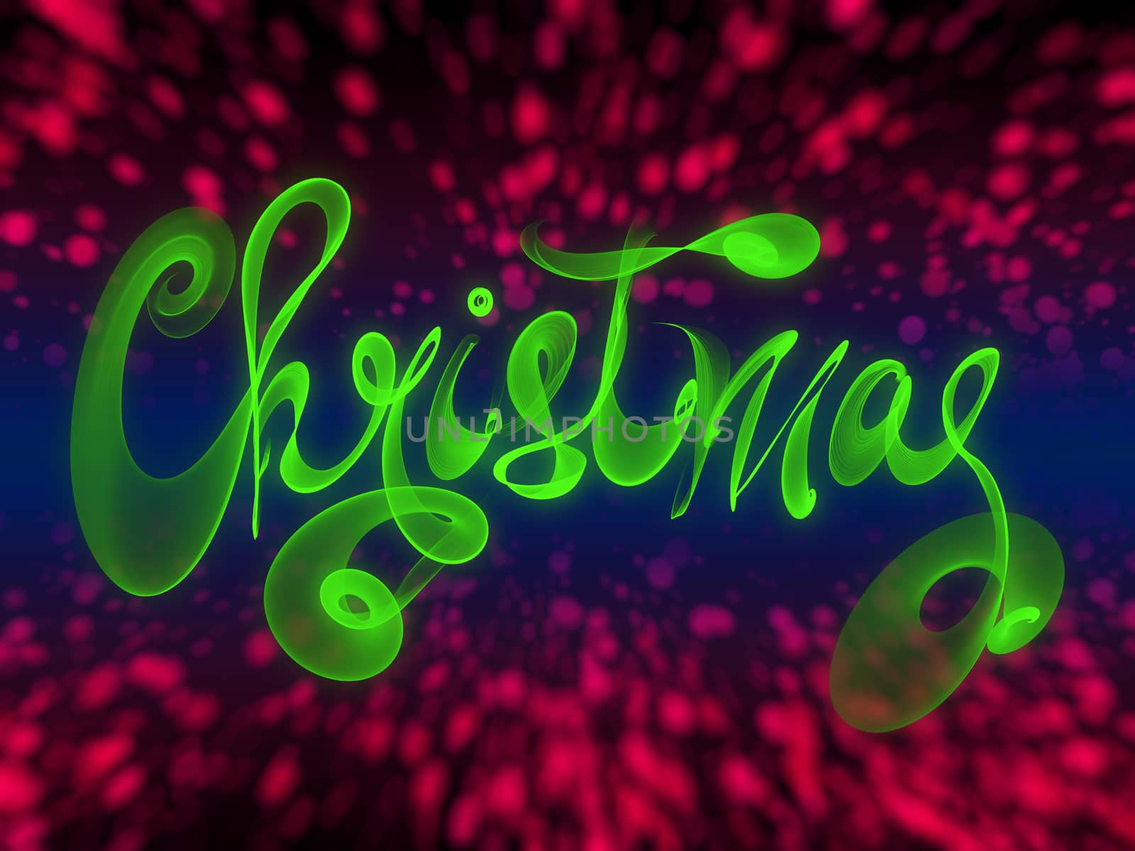Christmas word lettering written with green fire flame or smoke on blurred bokeh background by skrotov