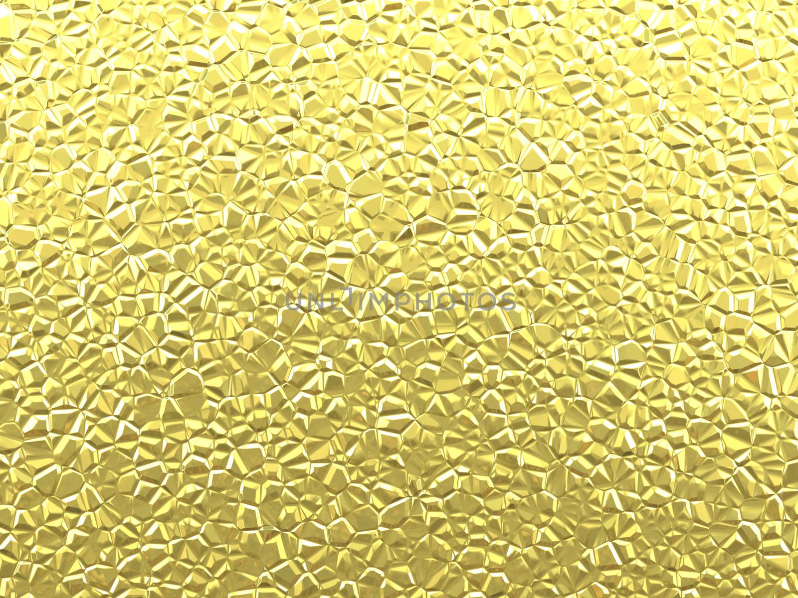 3D Illustration of Gold Crumpled Metal Texture