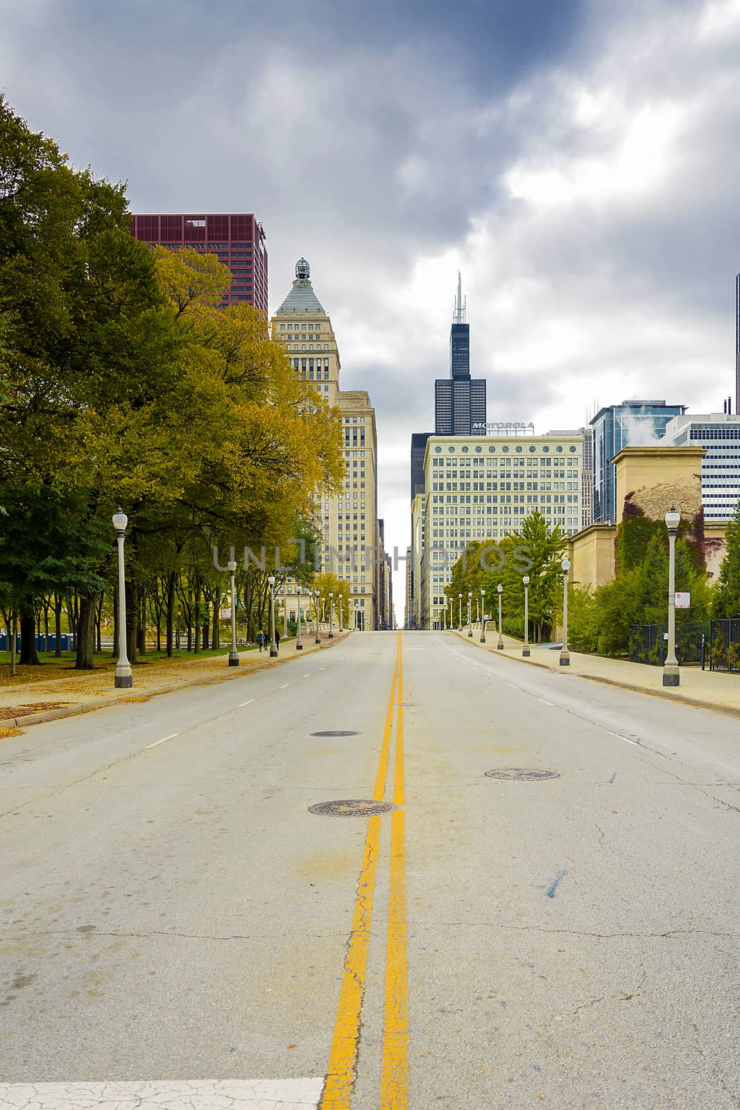 Chicago, IL, USA, october 27, 2016: Jackson Boulevard in downtown Chicago. Chicago is the 3rd most populous US city with 2.7 million residents 8.7 million in its urban area .