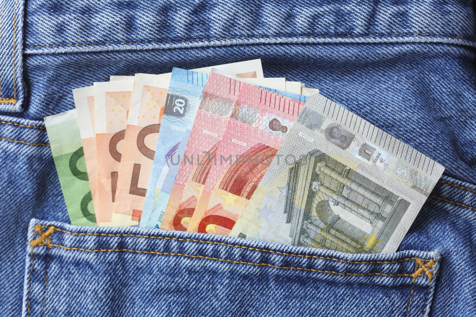 Euro Bills in a Jeeans Pocket