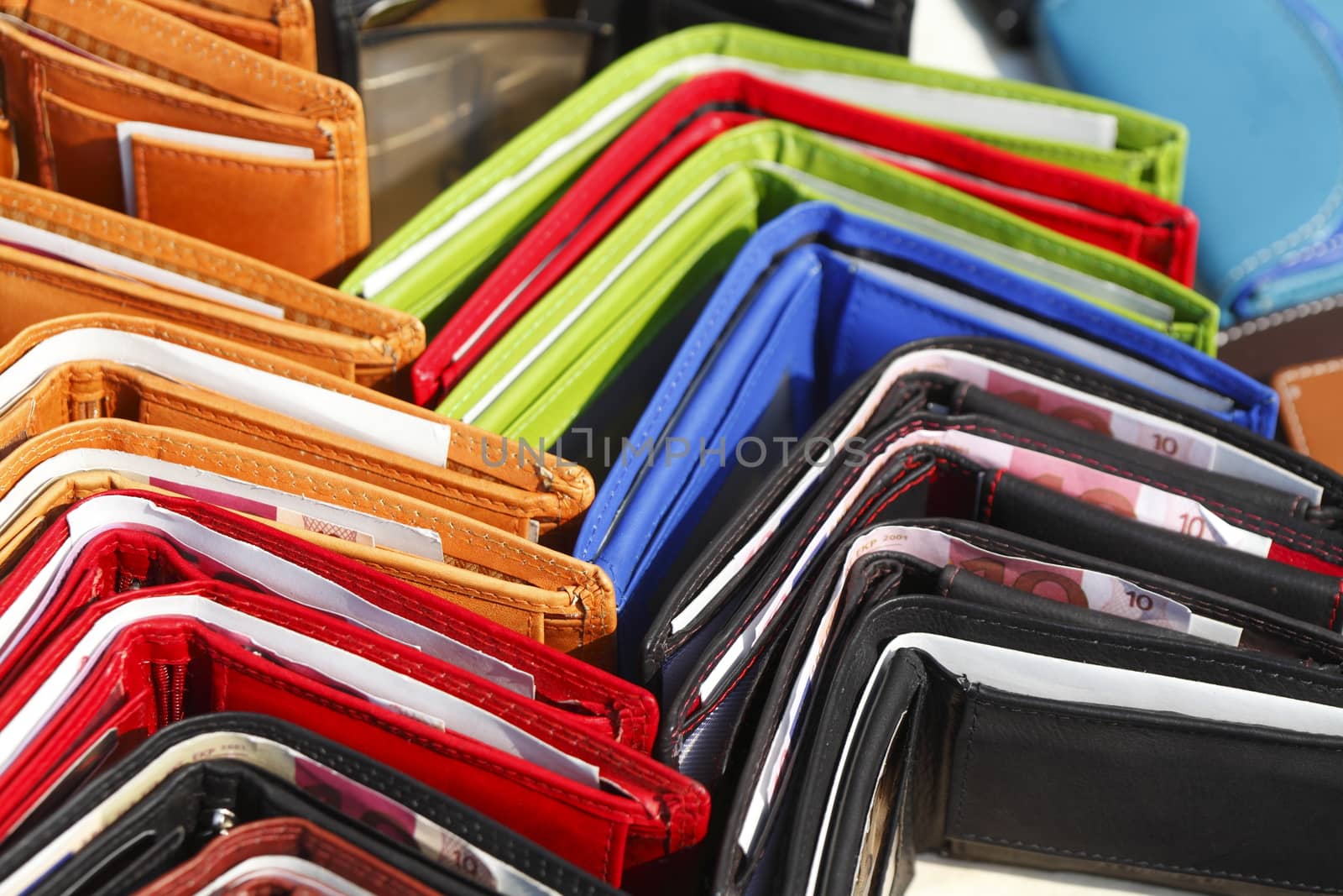 Colorful Money Purses on a Flew Market Stall