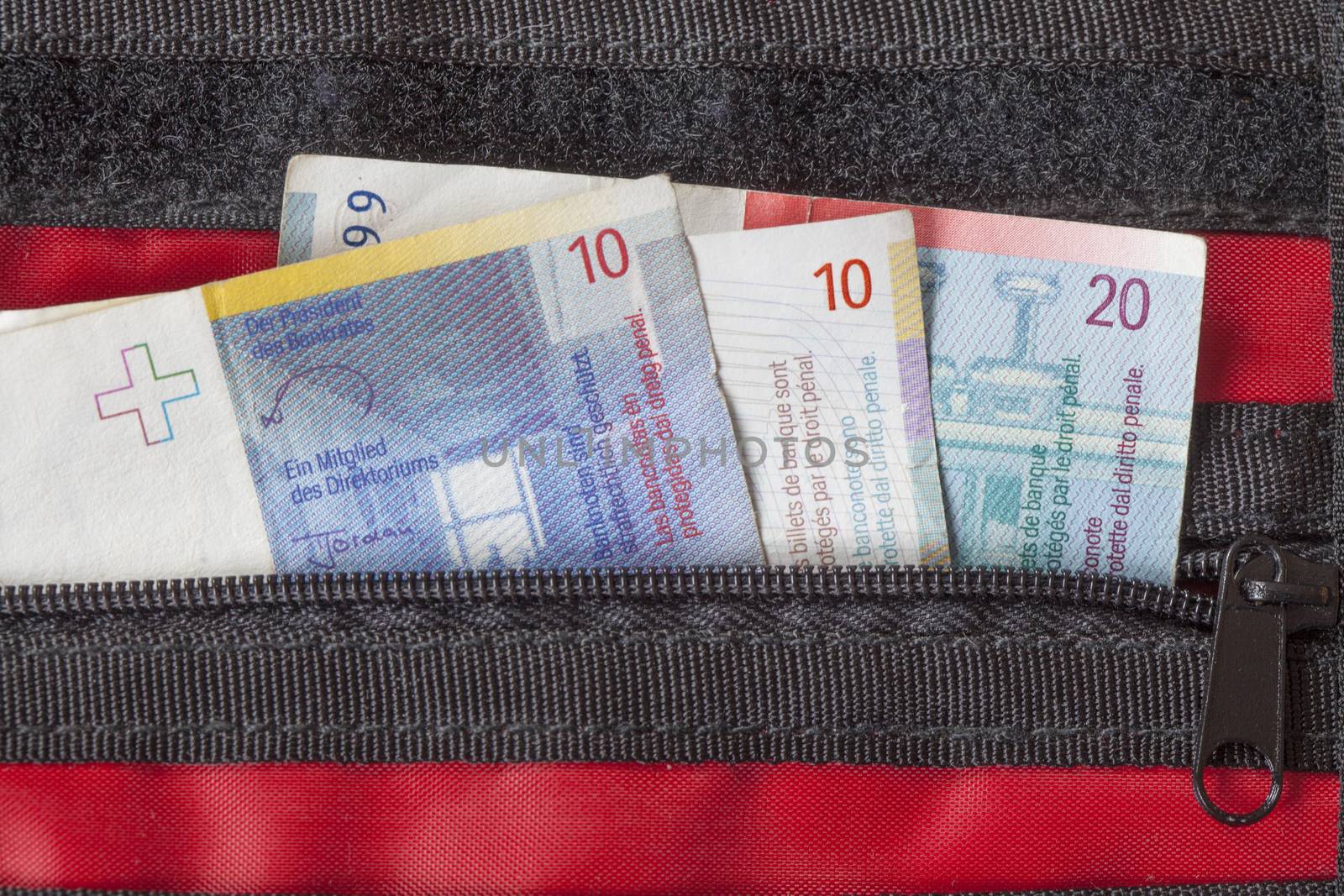 Swiss Frank  Bills in a Purse
