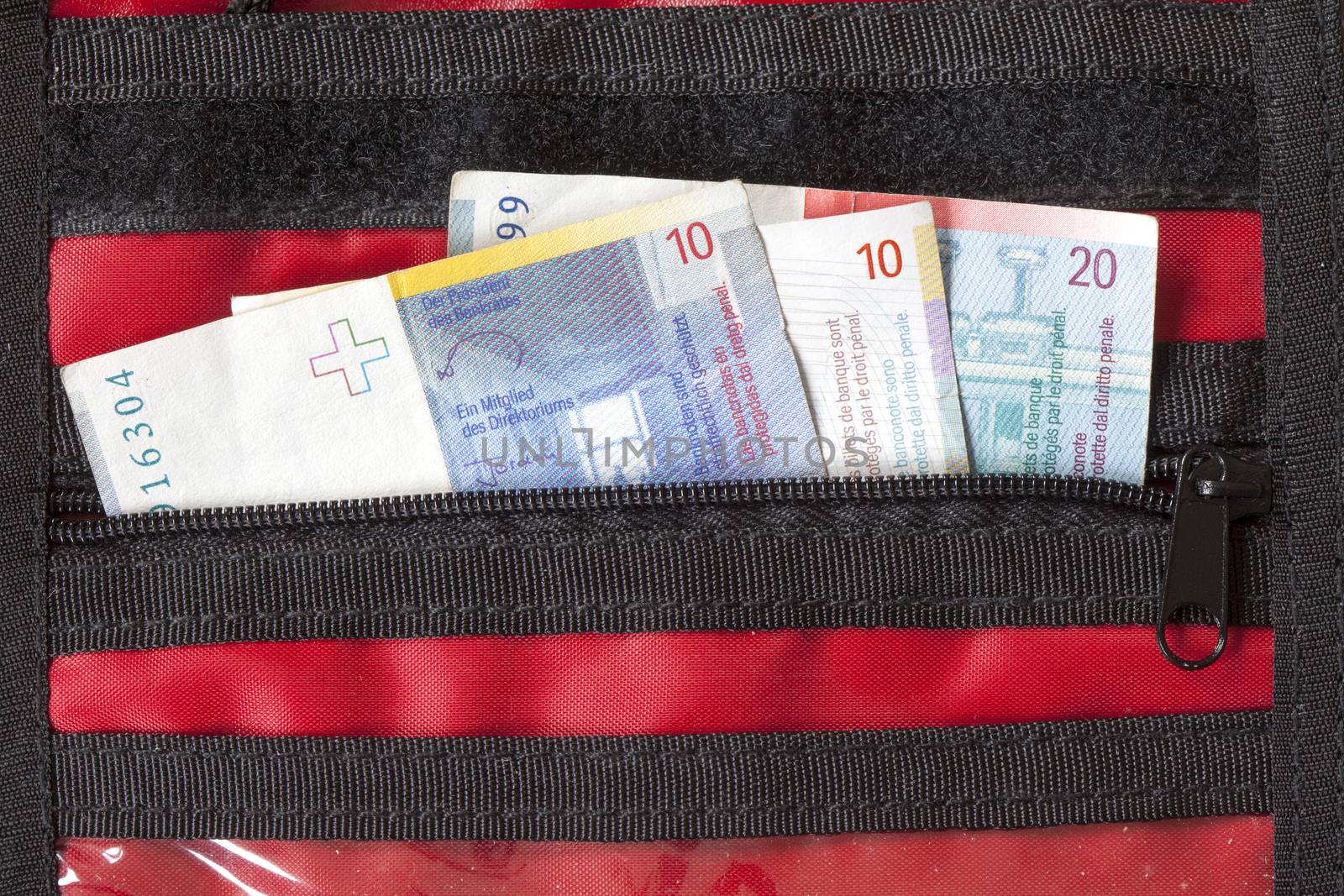 Swiss Frank  Bills in a Purse