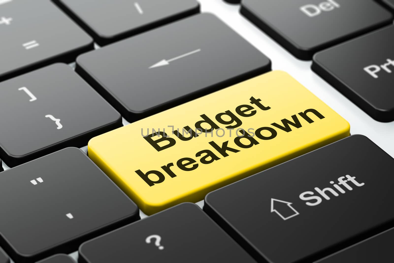 Finance concept: Budget Breakdown on computer keyboard background by maxkabakov