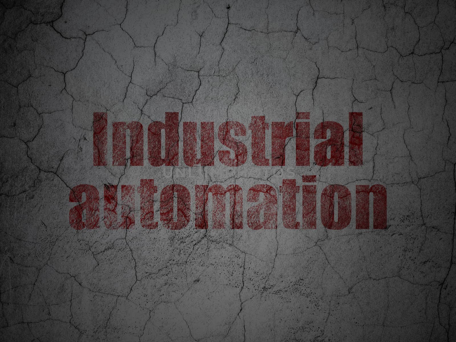 Industry concept: Red Industrial Automation on grunge textured concrete wall background