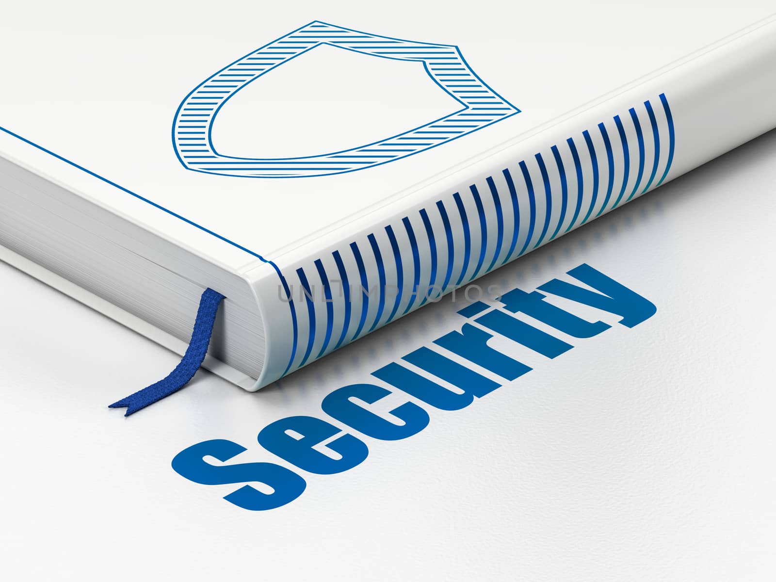 Security concept: book Contoured Shield, Security on white background by maxkabakov